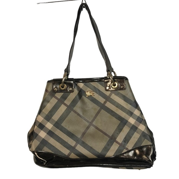 Burberry Brown & Tan Classic Plaid Leather Shoulder Bag - Picture 1 of 12